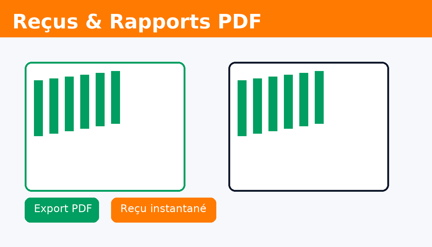 Illustration cartoon de rapports et reçus PDF exportables
